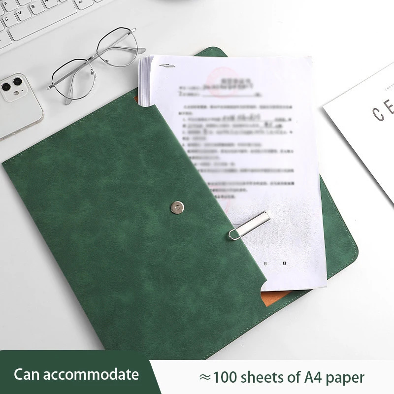 1pc Faux Leather Document Bag A4 Leather File Folder Simple Big Capacity Document Bag Bill File Bag Office Paper Organizer 250811