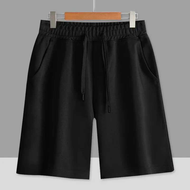 260G composite milk silk straight leg pants for mens couples casual loose fit solid color summer American shorts fashionable Y250814