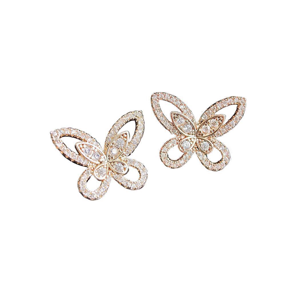 Korean Style Unique Design Fairy Butterfly Micro Pave Zircon Women's Earrings Trendy Jewelry e6603