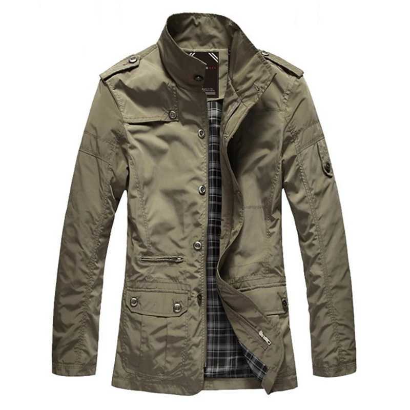 Spring and Autumn Mens Jacket Thin Large Size Mens Jacket in the Long Trench Coat Windbreaker Business Casual Top W250815