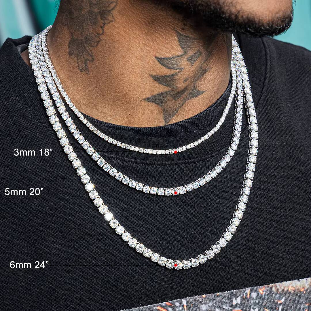 Factory Direct Sales 925 Sterling Silver Vvs Chain 3mm 4mm 5mm Necklace Bracelet Moissanite Necklace Tennis