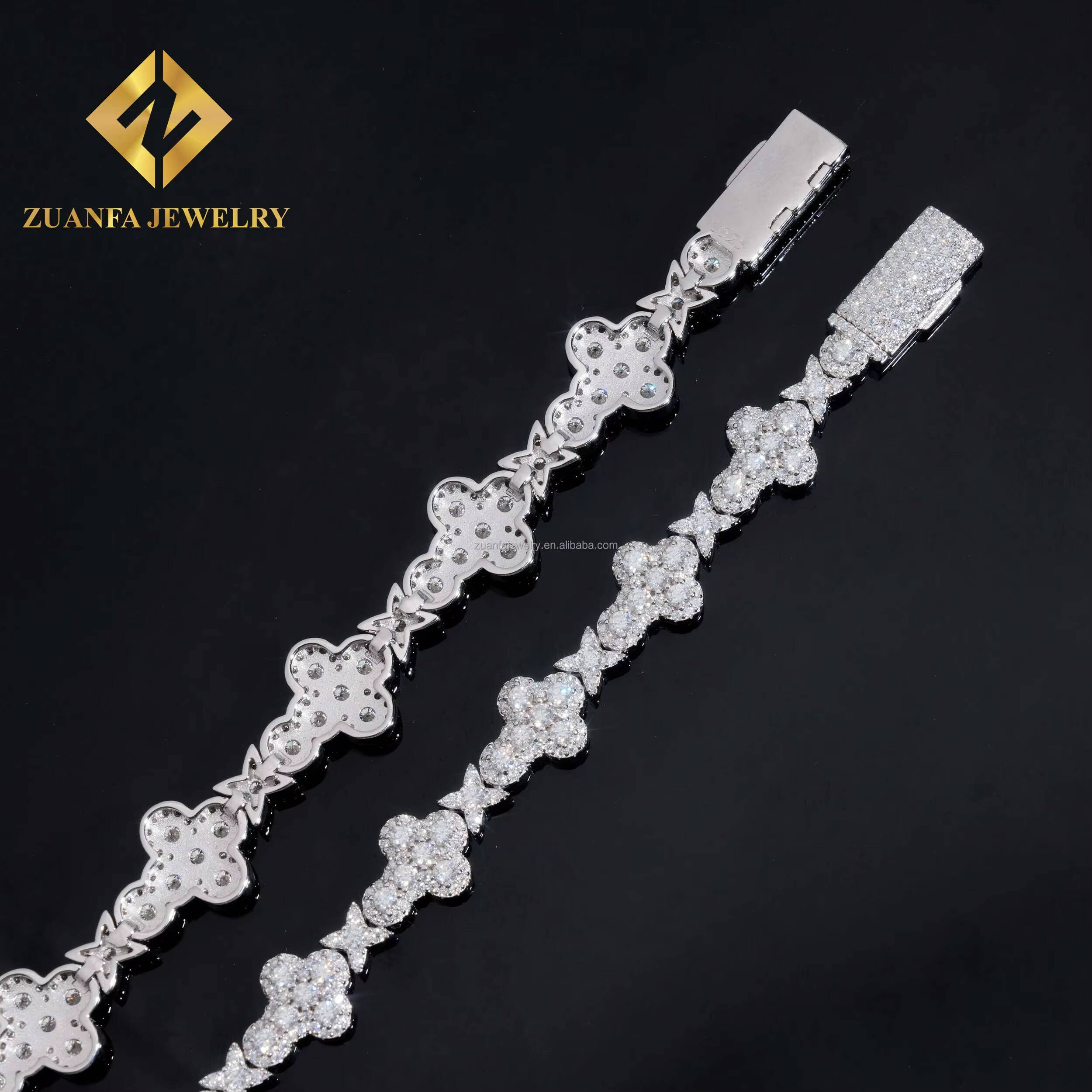 Fashion Rapper Jewelry Luxury Iced Out Hip Hop Jewelry 10mm 13mm S925 Silver Moissanite Diamond Cross Shape Miami Cuban Bracelet