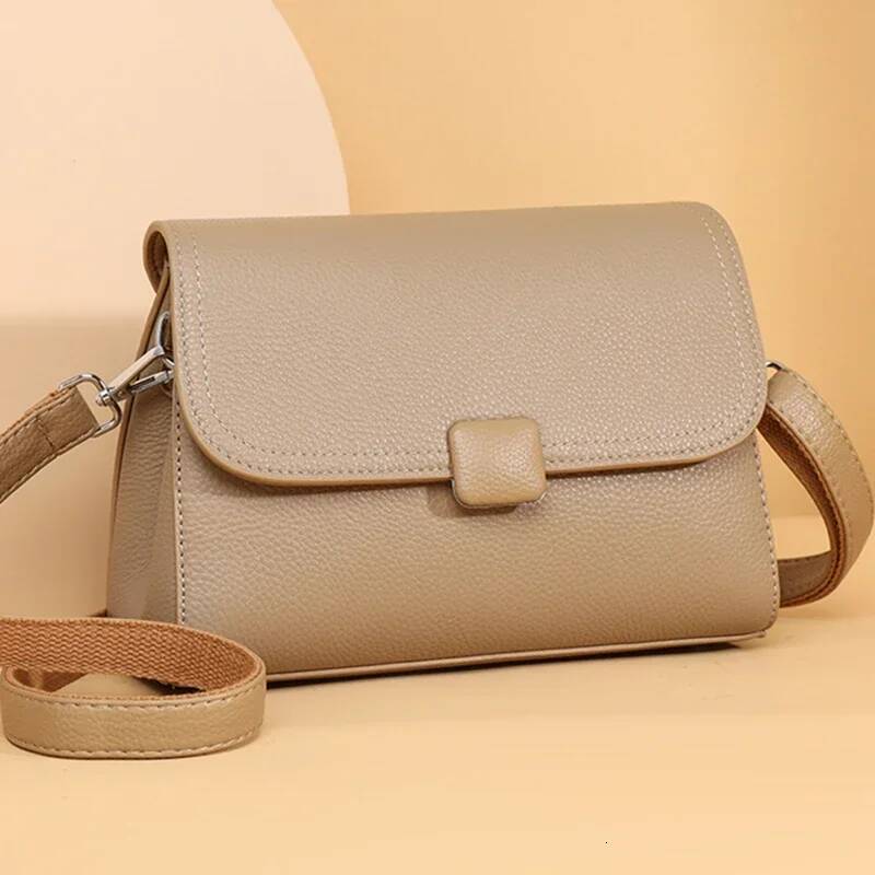 Solid Color Cow Handbag Female Messenger Tote Sac High Quality Genuine Leather Women Crossbody Shoulder Bags