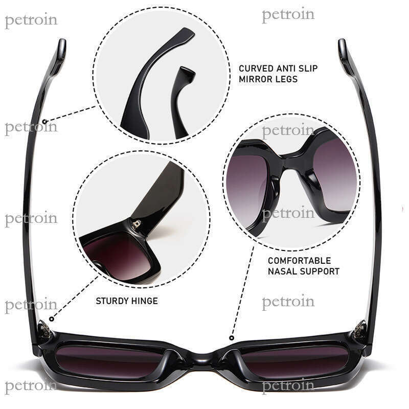 New Fashion Versatile UV Protection with Rivets Oversized Square Frame Sunglasses