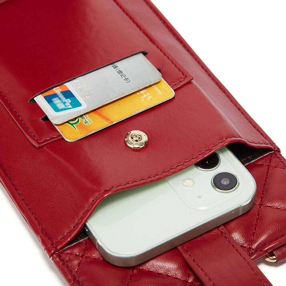 Fashion Women Check Pattern Chain Phone Pocket Large Capacity Durable Small Shoulder Bags Business Pu Leather Female Crossbody Bag