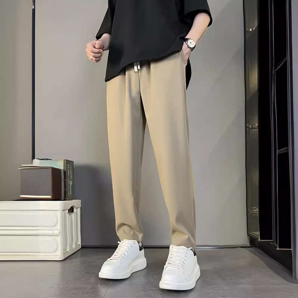 Summer New Style Draped Dress For Men, Silky Smooth, Wrinkle-Resistant, Casual Straight-Leg Trousers, Slightly Tapered, Versatile Long Pants B5