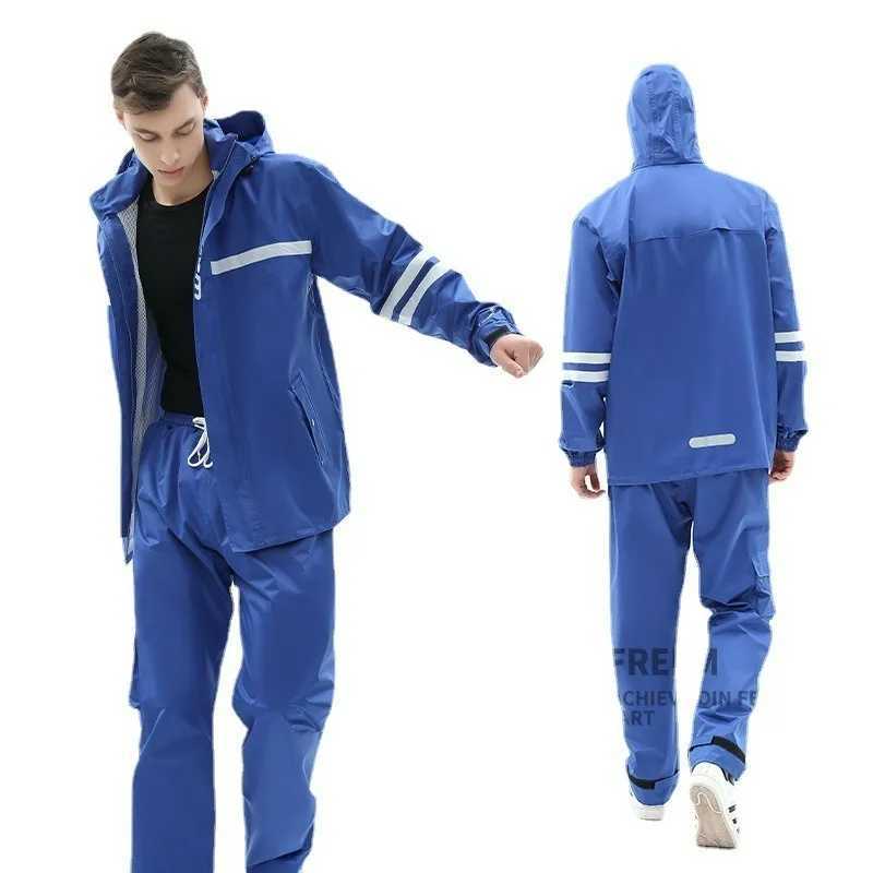 Two-piece Raincoat Rainstorm Proof Thickened Reflective Motorcycle Riding Raincoat Double-layer Men Rain Pants Y250814