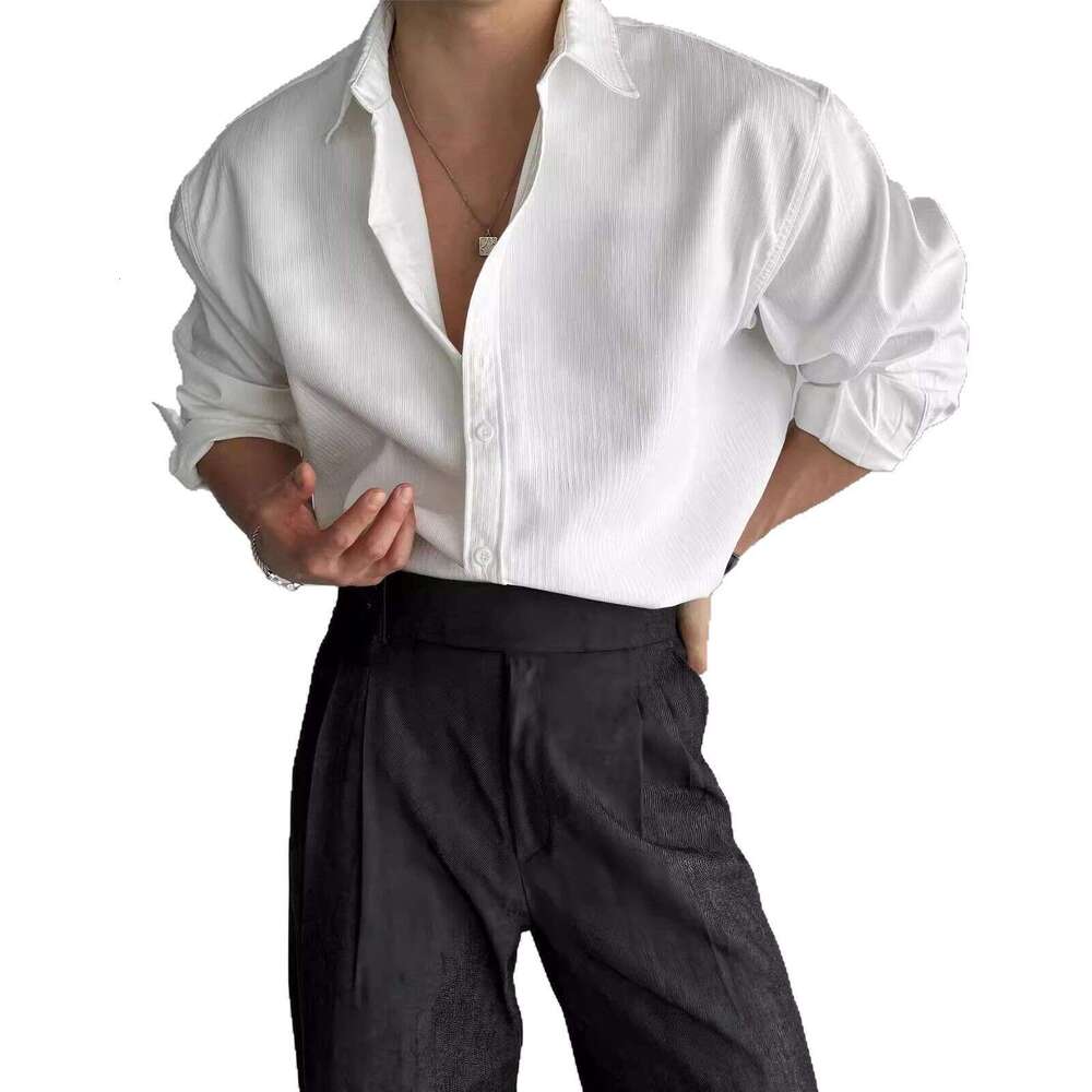 Black Long Sleeve For Men, High-End Vertical Striped Texture, Mature Style, Versatile, Wrinkle-Free, Casual Business Shirt B5