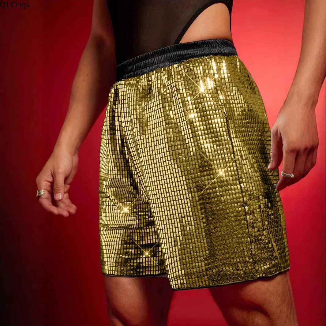 New Summer Mens Gold Plaid Drawstring Shorts Silver Casual Sports Shorts Burgundy Knee-length Pants. Y250814