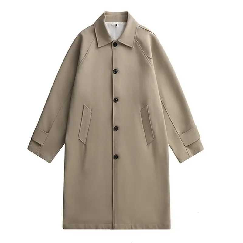 Spring Autumn Men Long Coat Windbreaker Casual Loose Design Solid Color Trench Coat Men Fashion Korean Style Mens Jackets Outerwear W250815