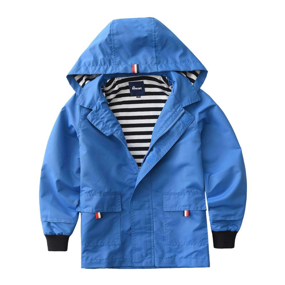3-9T Kids Boys Girls Hooded Spring Autumn Outerwar Waterproof Children Rain Jackets Sportswear Cotton Lined Windbreaker