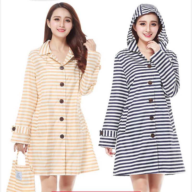 Outdoor Windproof Stripe Raincoat Ultra Light Breathable Adult Men Women Biker Rain Waterproof Button Rain Coat Poncho Y250814