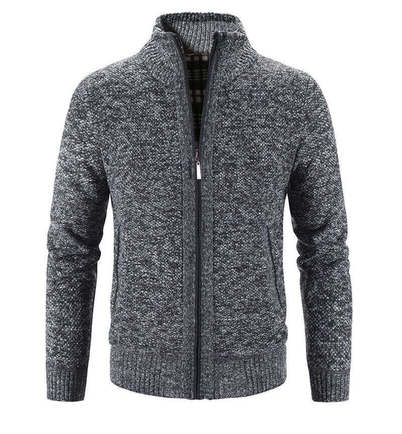 Men's Fleece Thick Knit Slim Sweater Coat Youth Cardigan