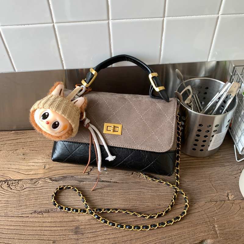 Luxury Retro Frosted Women's Handbag Free Shipping Designer Diamond Grid Splicing Chain Small Square Bag New Single Shoulder Crossbody Bag Casual