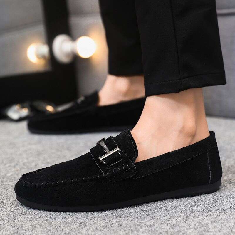 Lefu Single Low Top Round Head Lazy Men's 2025 Comfortable Handmade Leather Shoes, Soft Sole, Casual One Step Kick