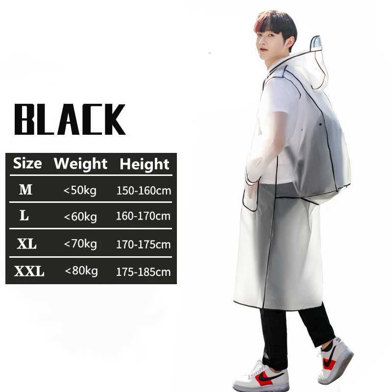 2023 New Waterproof Transparent Eva Clear Long Ladies Raincoats Women Men Fashion Rain Coat s Hooded With Schoolbag space Y250814