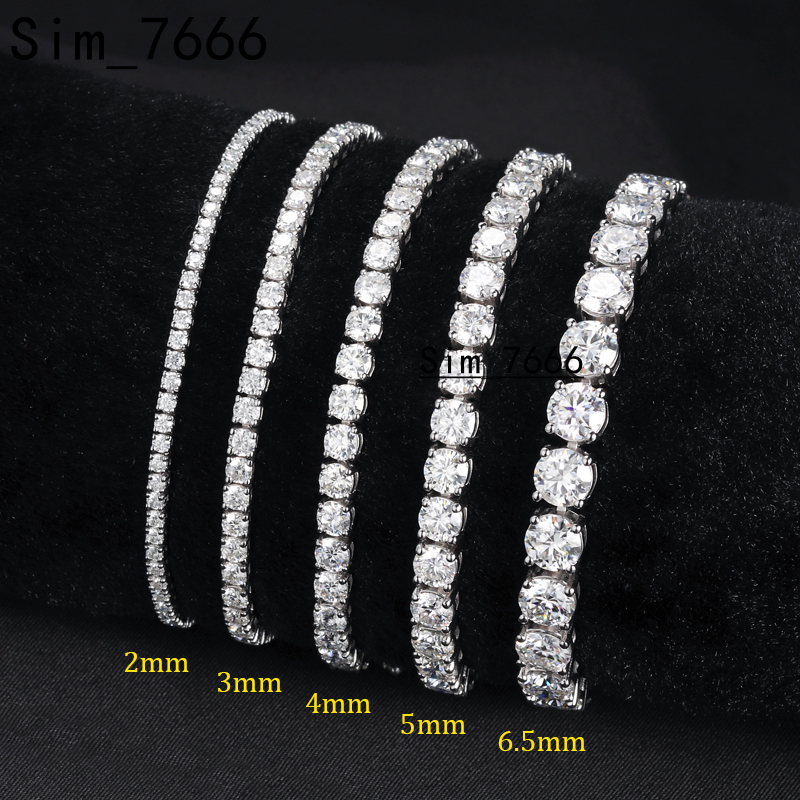 Dropshipping Fine Silver 3mm 4mm 5mm VVS Moissanite Diamond Tennis Chain Bracelet and Necklace for Men and Women