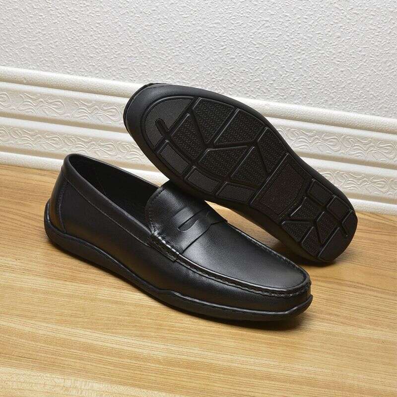 2025 New Men's Casual Single Toe Layer Cowhide Leather Lazy Bean Shoes, And Loafers