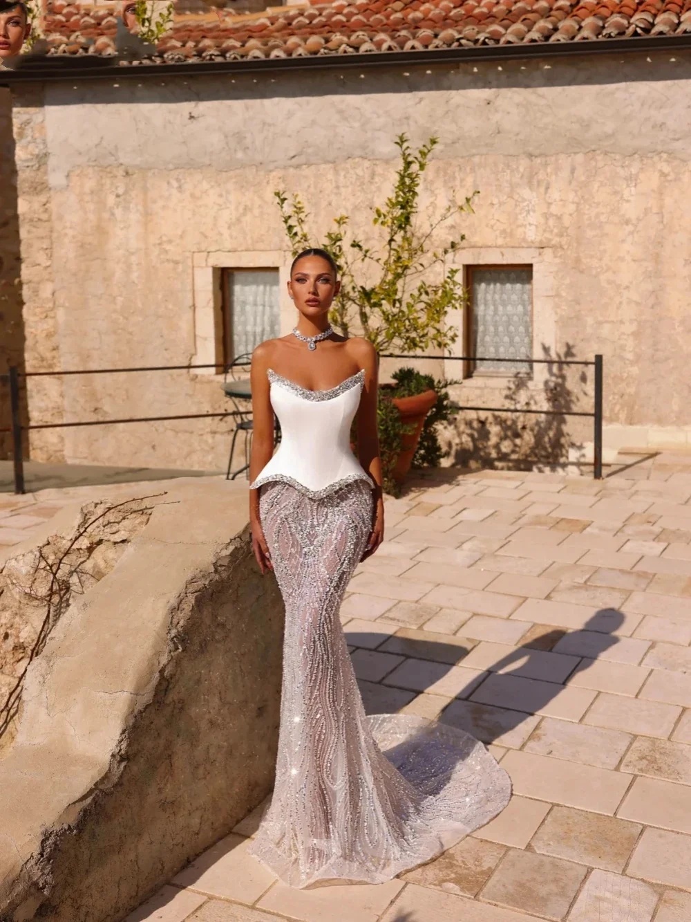 Simple Mermaid Wedding Dress Strapless Sleeveless Backless Bridal Gowns Sequins Sweep Train Dresses Custom Made vestidos de novia