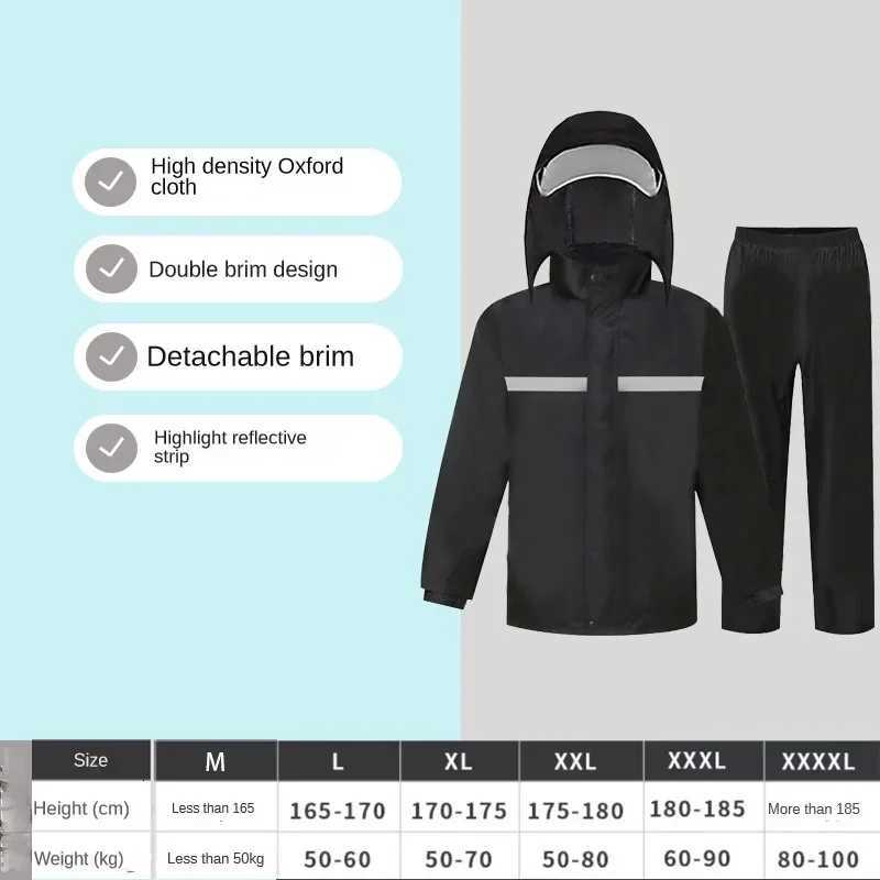 Full Body Raincoat And Rainpants Suit for Electric Bicycle Motorcycle Reflective Split Design for Takeaway Storm Protection Y250814