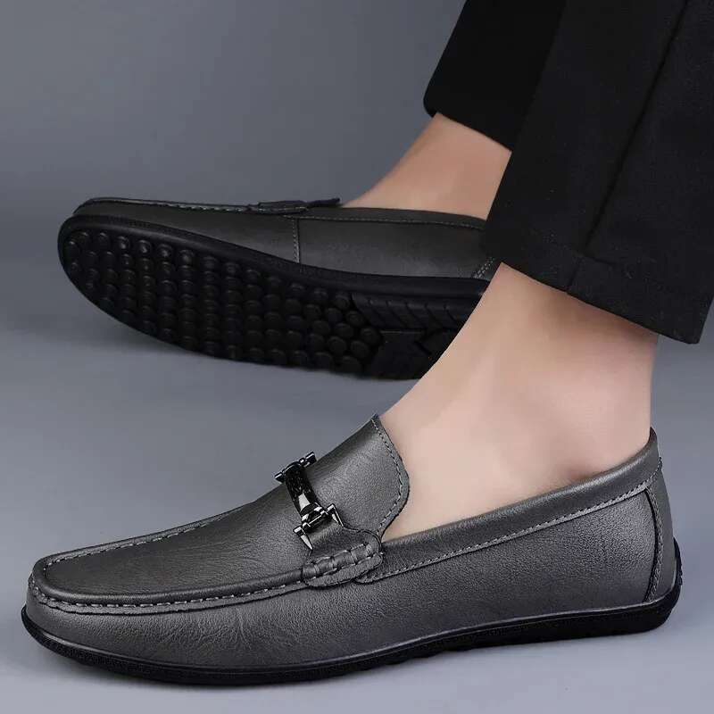 Mens Brand Loafers Fashion Spring Autumn Casual New Comfy Men Driving Flats Genuine Leather Moccasins Walking Shoes