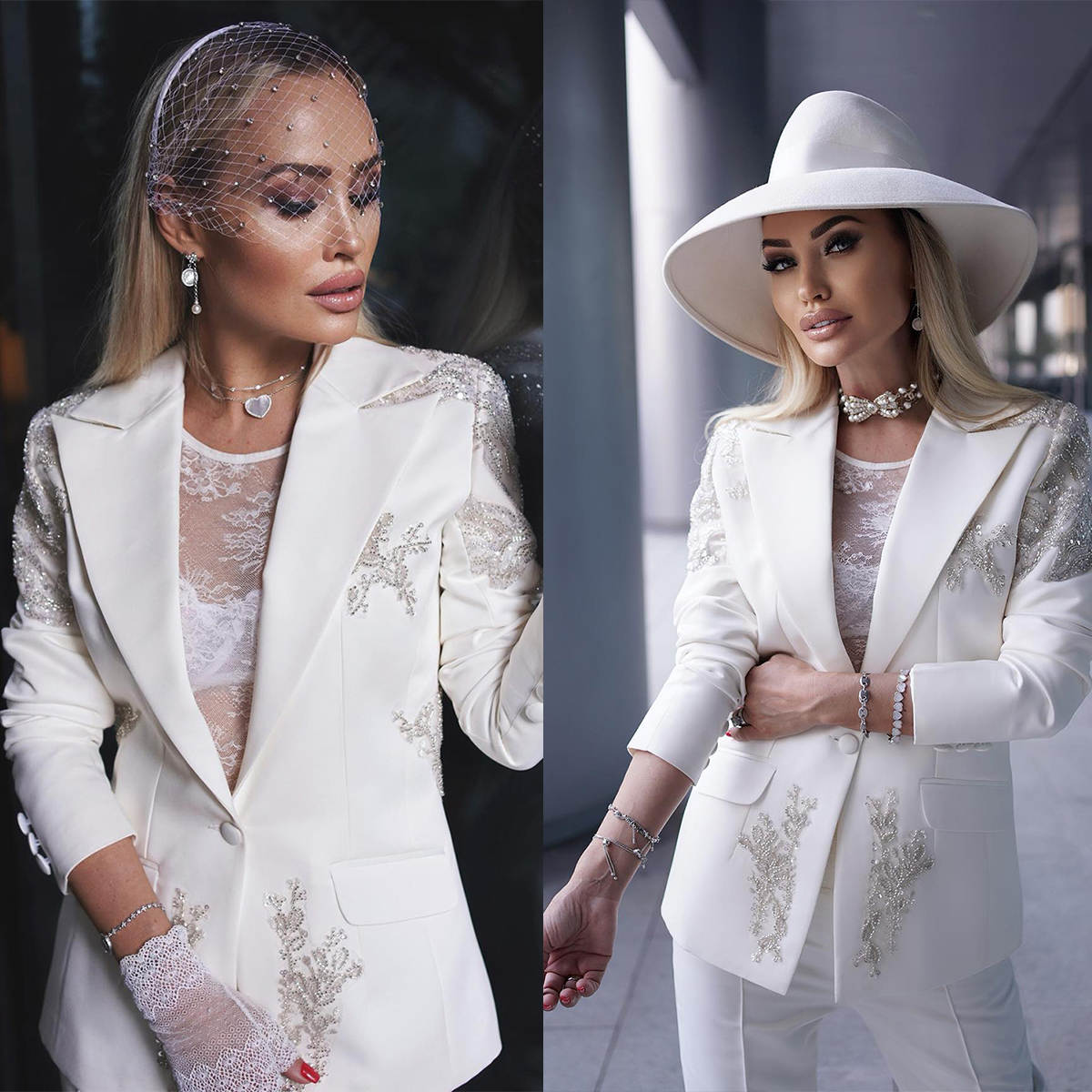 New Arrival Women Suits 2 Pieces Customized Long Sleeve Beading Office Ladies Work Classic Fit Formal Prom Party Outfits