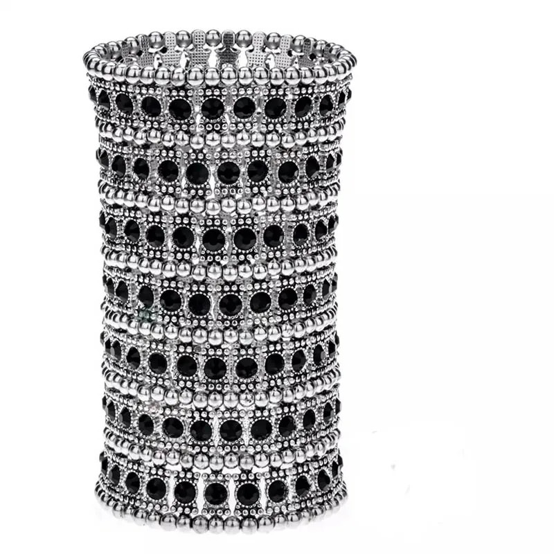 Classic Fashion Antique Alloy Bracelet Elastic Bracelet Set With Crystal Wide Bracelet 250811