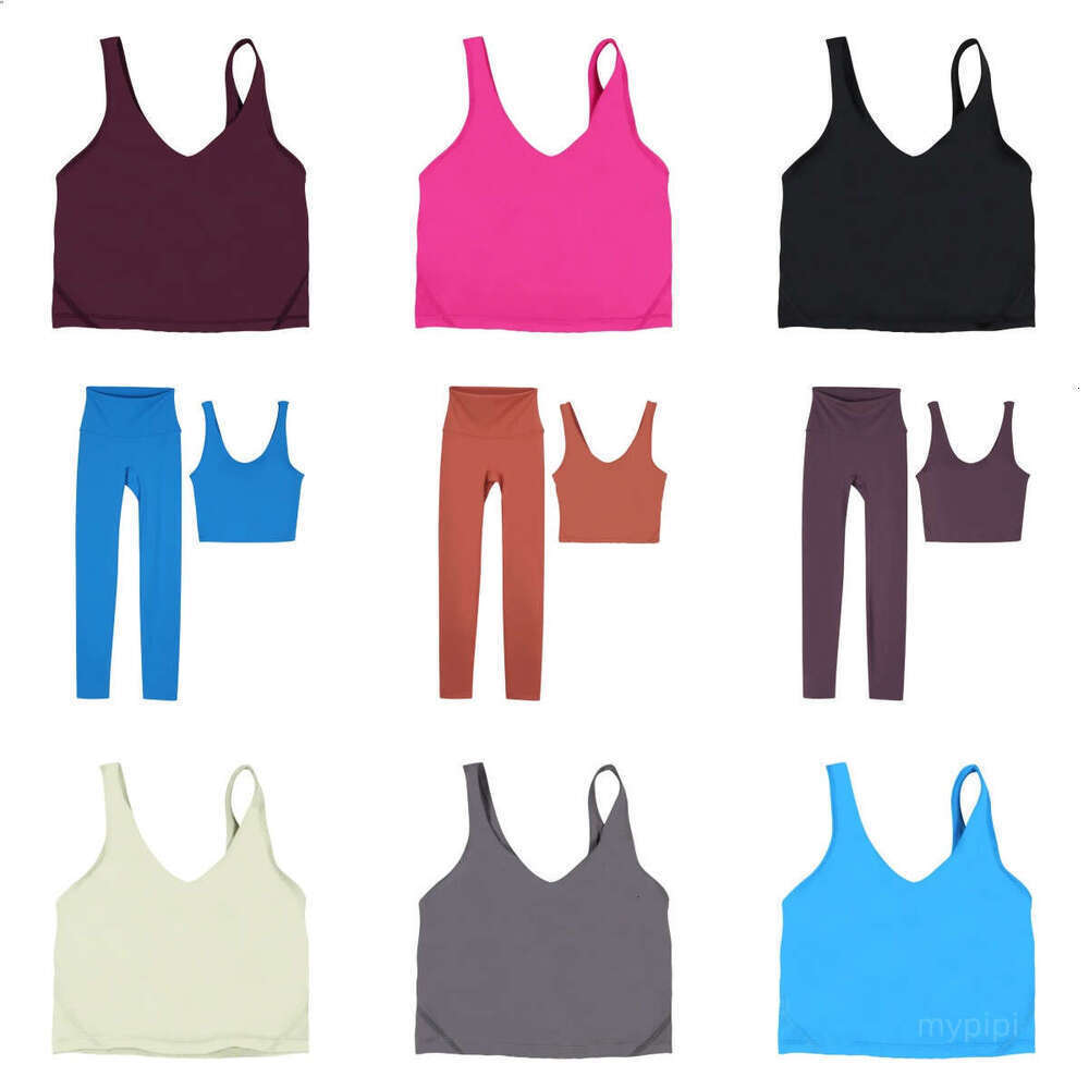 New 5A Women Yoga Bra set Summer leggings U-shaped No Steel Ring Built-in Chest Pad Sports Bra for Women Sleeveless pants Top Bras