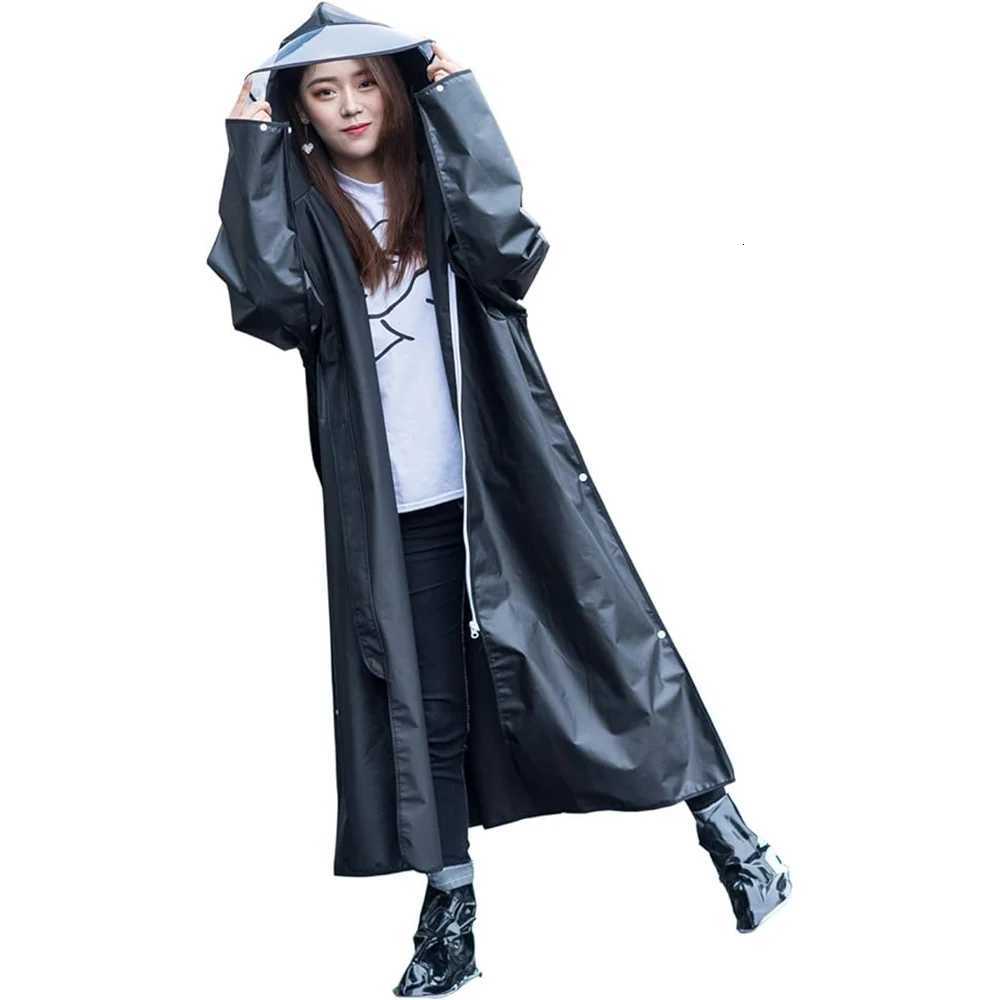 Thicken EVA Adults Long Raincoat Hooded for Men Women Waterproof Rain Coat Outdoor Poncho Travel Camping Fishing Rainwear Y250814