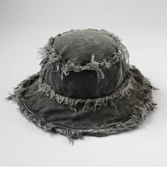 Washed And Distressed Fur Brimmed Double-Sided Basin Hat Japanese Street Fashion Hip-Hop Cool And Handsome Fisherman Hat 250808