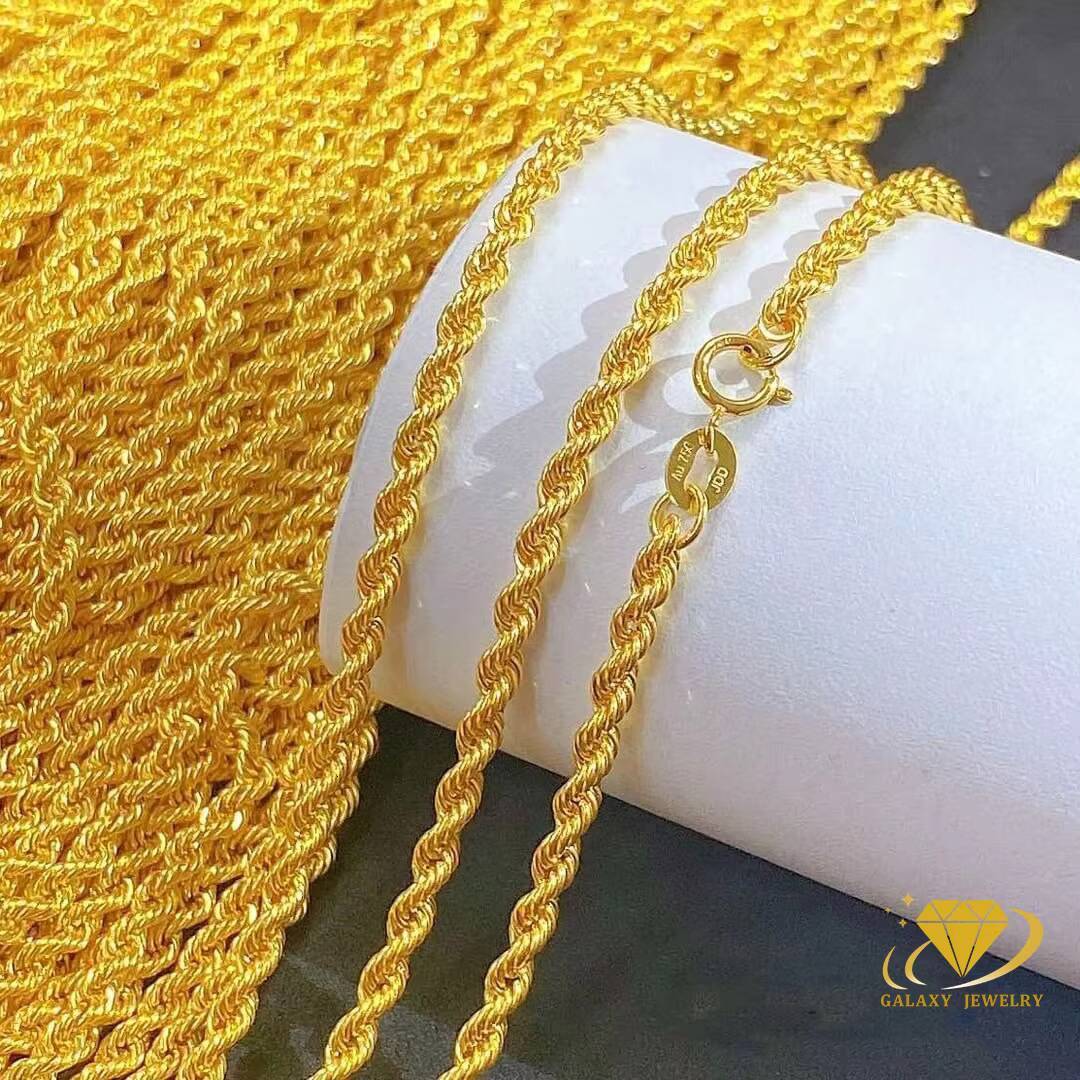 18k Pure Gold Jewelry 1.08mm 2.1mm 3.9mm 6.0mm Twisted Rope Chain 10k 14k Au750 18 Karat Gold Rope Chain Necklace