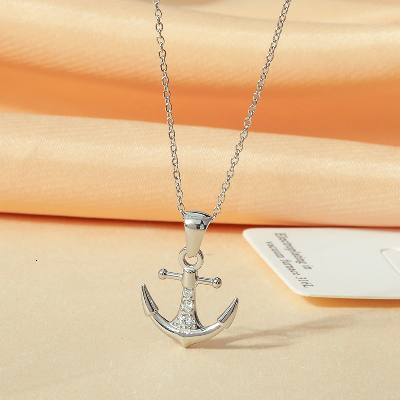 Punk Style Hip-Hop Anchor Simple Necklace Non-Fading Women Summer High-End Zircon Exaggerated Jewelry for Women