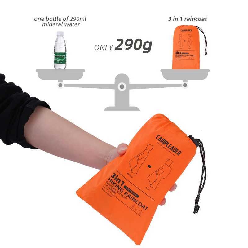 3 In 1 Waterproof Raincoat Lightweight Outdoor Hiking Rain Poncho Rain Cover Sun Shelter Camping Hiking Cycling Climbing Y250814