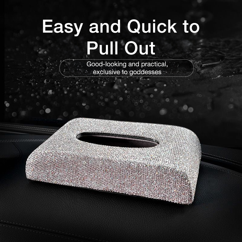 Car-mounted multi-color diamond-encrusted tissue box