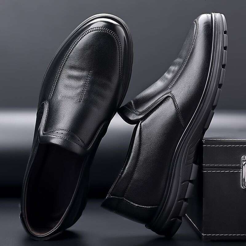 Dad's In Autumn Winter With Plush Warm Leather Business Casual Shoes, One Foot Leather, Extra Large Size For Middle-aged