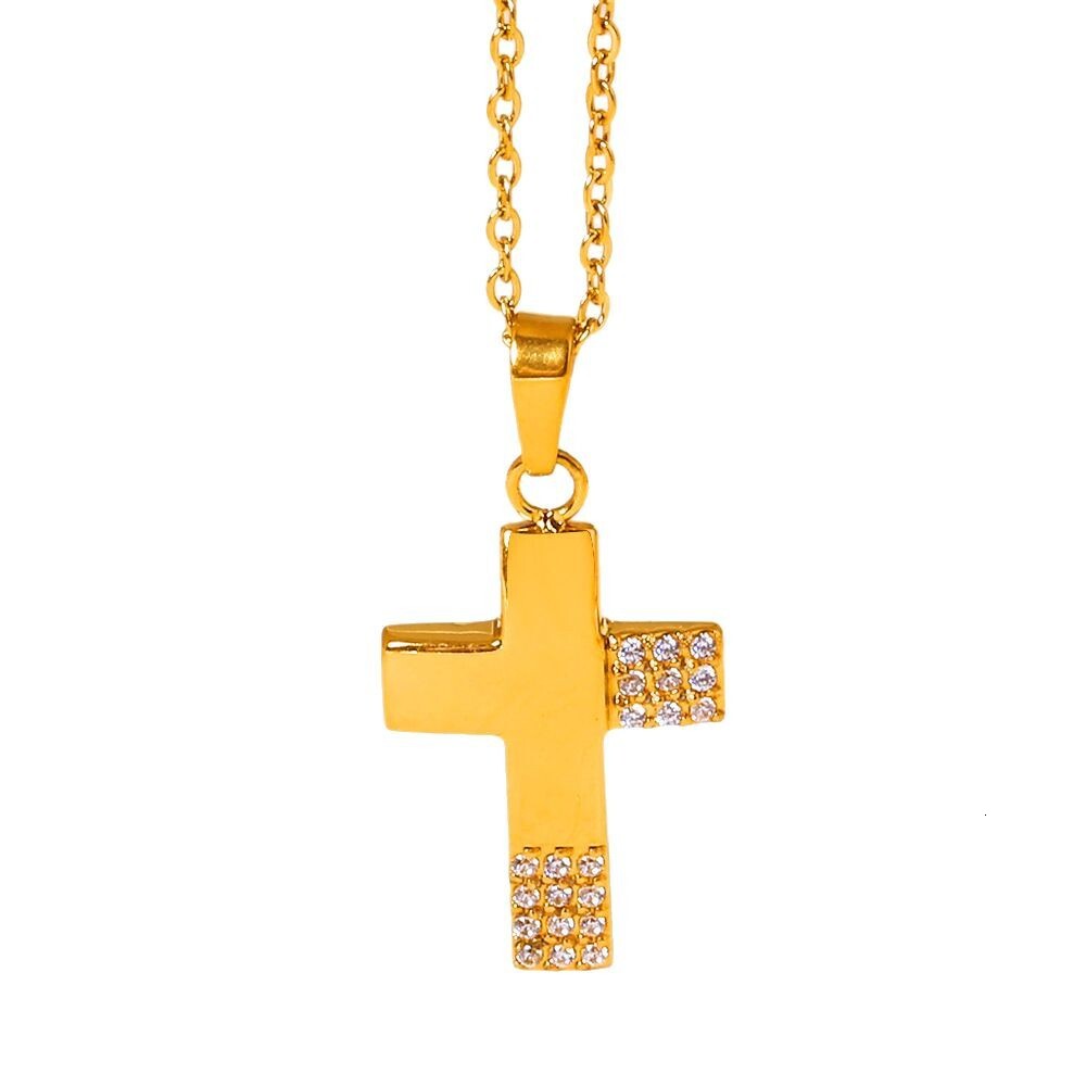 Women's Cross Zircon Non-Fading Simple High-End Feel Dongguan Titanium Steel Necklace Accessories Light Niche Jewelry for Women