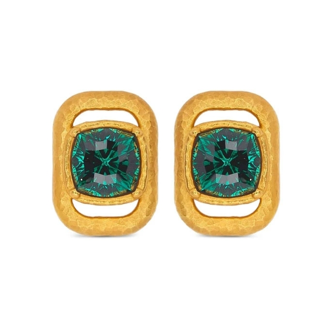 Slimming earrings, oscar stud earrings, emerald earrings, retro court style, square, high-end accessories for women