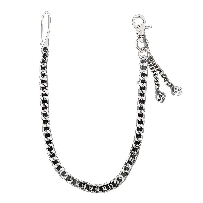 Hip hop men dice Pants chain metal Key Chain single layer chain decoration waist chain 250814