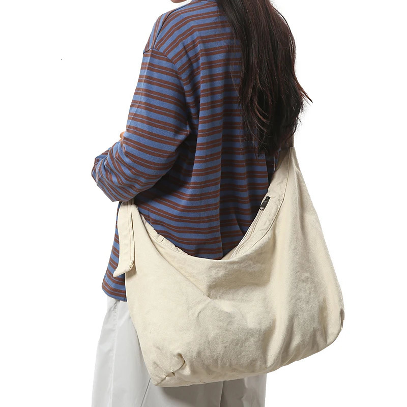 Casual Crossbody Bag Retro Large Capacity Canvas Bag Durable Zipper Closure for Commute Travel Shopping 250809