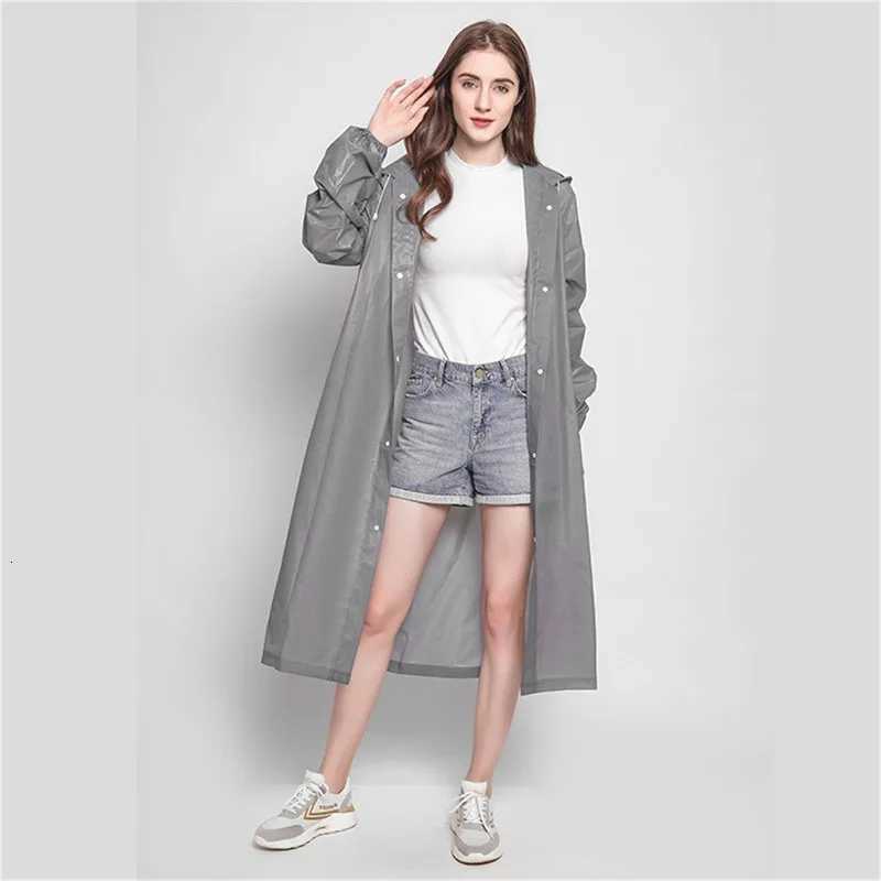 PEVA Women Man Raincoat Adult Clear Transparent Camping Rainwear SuitThickened Waterproof Rain Poncho Coat Y250814