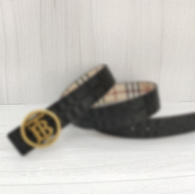 Men's bubbrry belt classic plaid cowhide leather reversible belt trendy casual fashion versatile belt