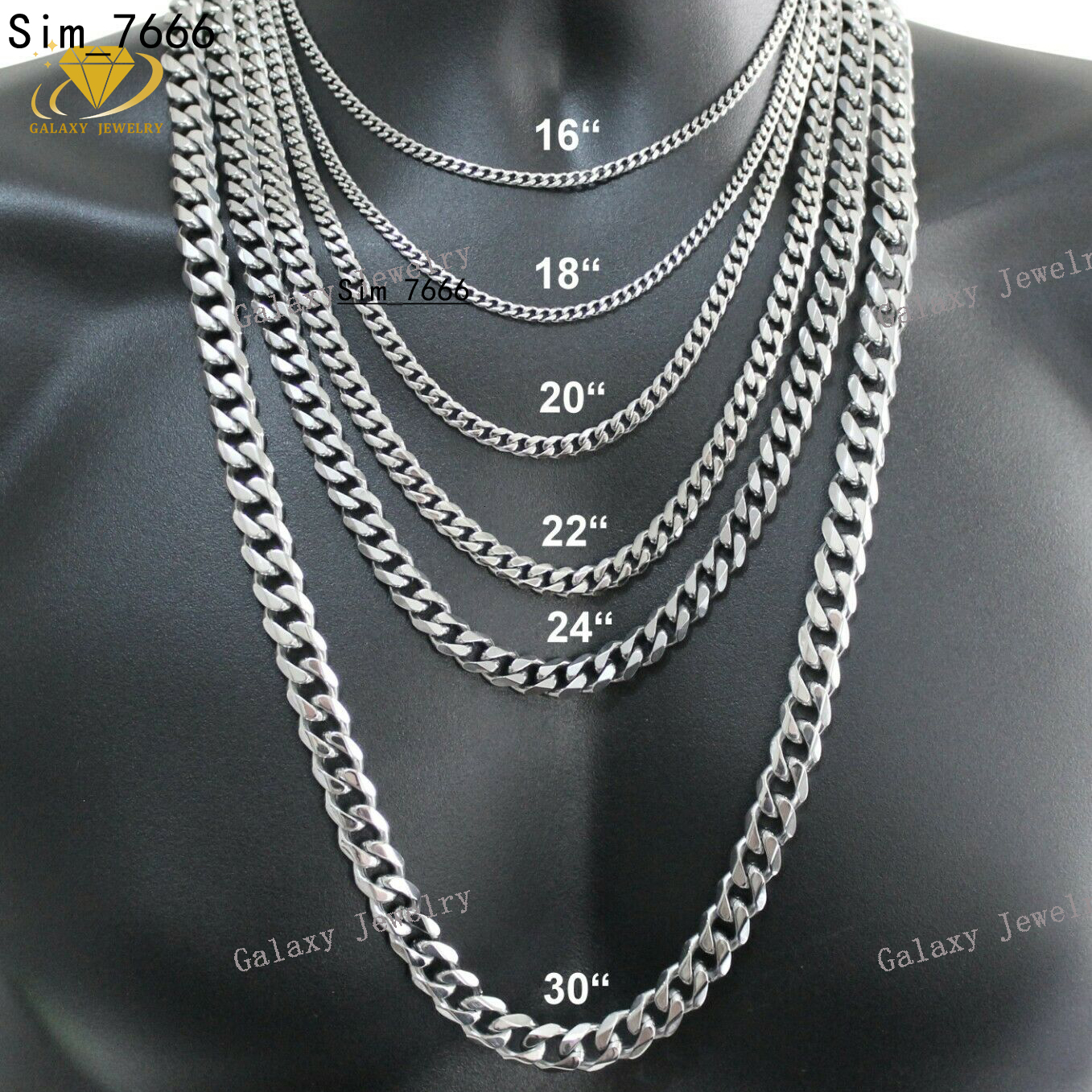 High Quality Fashion Style Plain Necklace 8mm 12mm 20mm 925 Cuban Chain Hip Hop Miami Cuban Link Chain