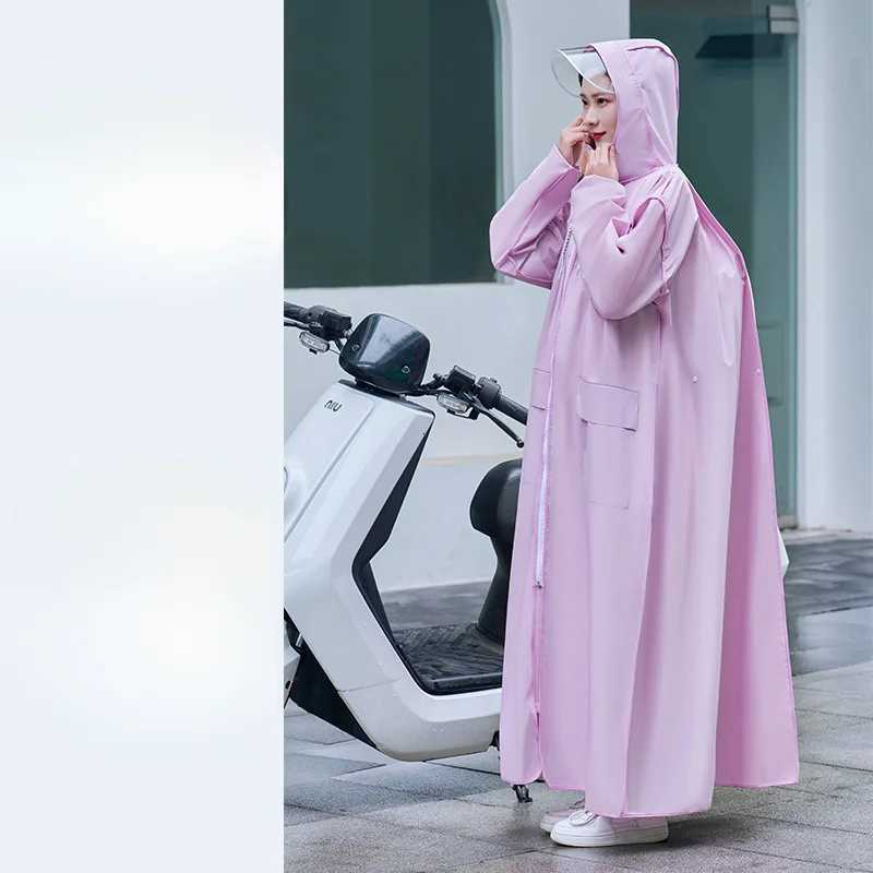 Raincoat Womens Long Full-body Rainproof Electric Battery Car Single Adult Rainproof Poncho Y250814