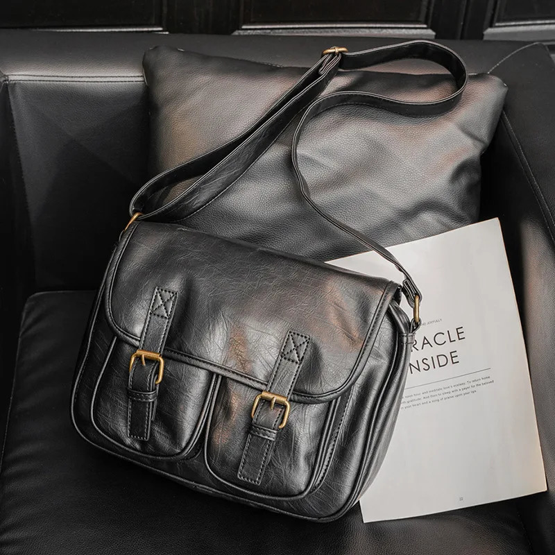 Fashion Japan Style Mens Messenger Bag Soft PU Leather Crossbody Messenger Bag Men Satchels Crossbody Bag Mens Shoulder Bags 250809