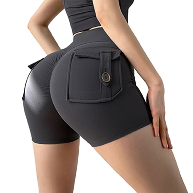 Tight-Fitting Spandex Shorties With Built-In Pocket Design Suitable for Various Exercises