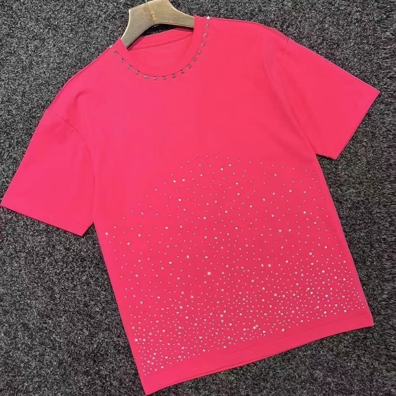 Trendy Brand Fashion Short Sleeve T-Shirt for Men Summer Fashion Loose Round Neck Rivet Half Sleeve Stylish Versatile Casual T-Shirt