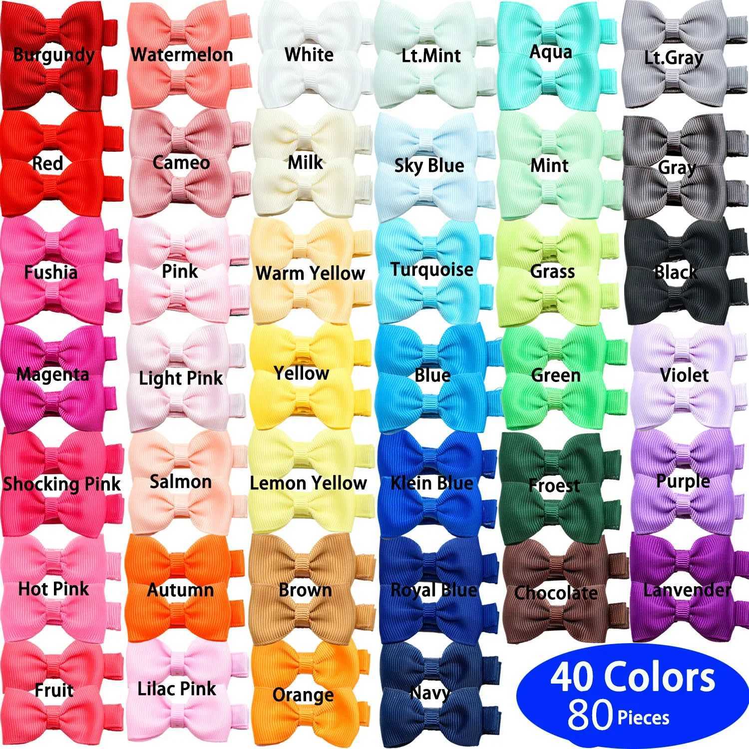 80 Pcs Baby Hair Clips 2 Inches Hair Bows Fully Wrapped Infant Alligator Clips Girls Baby 40 Colors Headdress Hair Accessories Z250815