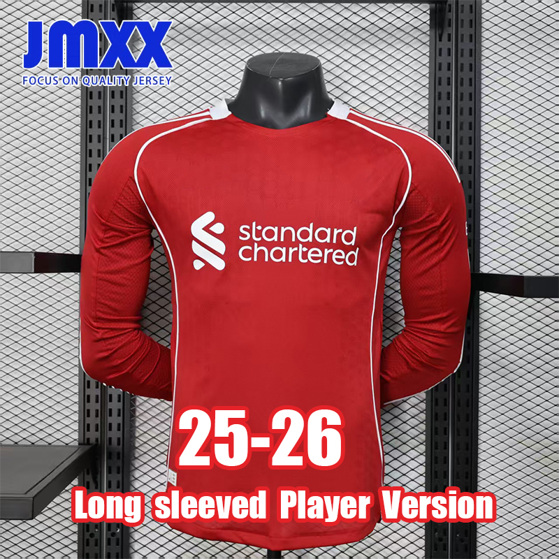 JMXX 25-26 Long Sleeve Player Version Liverpudlians Soccer Jersey Home Away Third Pre Match GK Mens Uniforms Man Jerseys Football Shirt 2025 2026