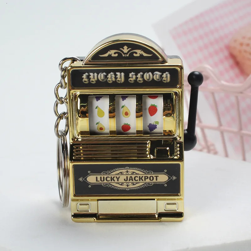 Fruit Slot Machine Keychain Lucky Charm Jackpot Keychains Mini Casino Pendant Bag Novelty Gifts for Kids Adults 250804