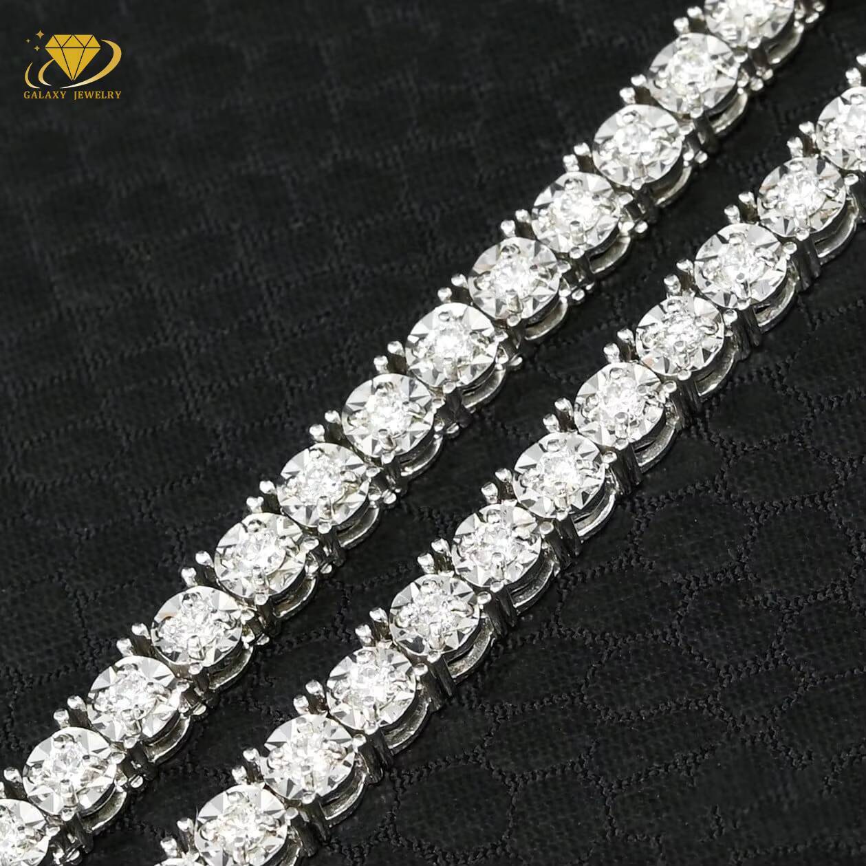Fine Jewelry 3mm 4mm 5mm Tennis Chain Necklace Round Cut High Quality Moissanite Iced Out 925 Silver Tennis Chain Bracelet